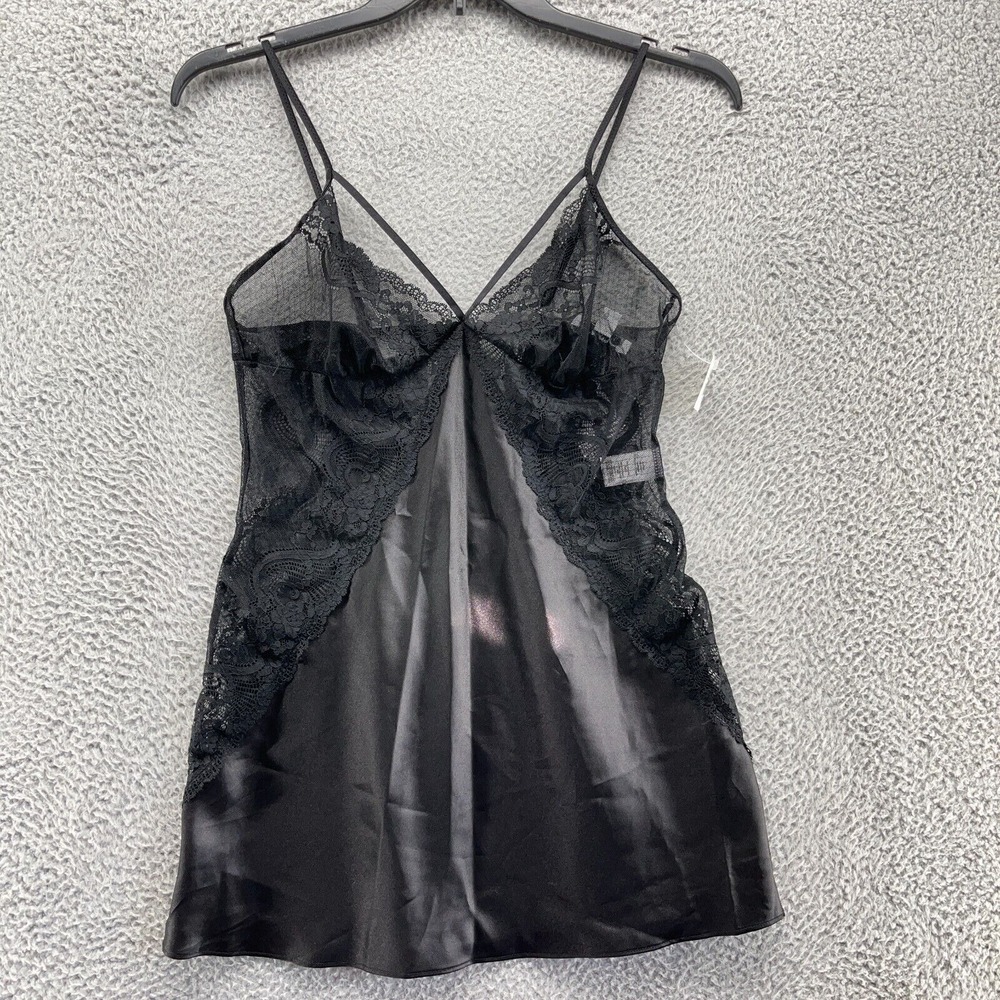 In Bloom Lingerie Womens Medium Black‎ Sheer Short Dress Spaghetti Strap New